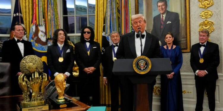 Trump presents medals to Kennedy Center honorees in Oval Office