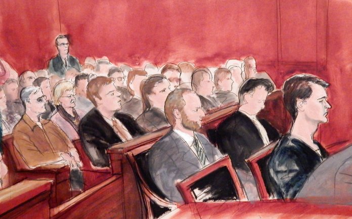 Ross Ulbricht in a courtroom drawing.