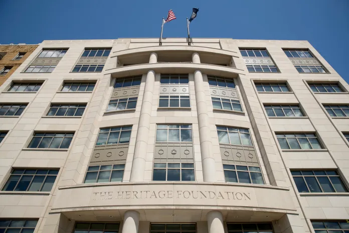 The Heritage Foundation building is seen on Aug. 5, 2017, in Washington