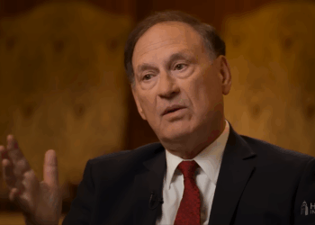 Sam Alito giving an interview.