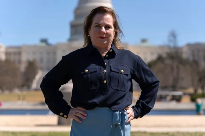Susan B. Anthony Pro-Life America President Marjorie Dannenfelser poses for a photograph during an anti-abortion rally on Capitol Hill in Washington, Thursday, March 27, 2025. (AP Photo/Jose Luis Magana)