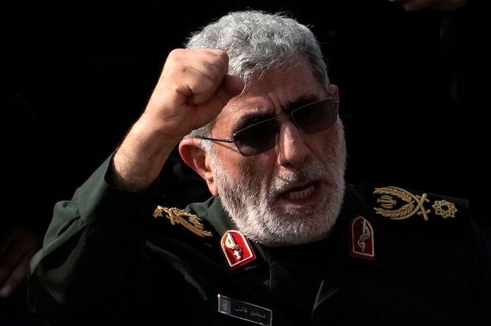 Quds Force commander Esmail Qaani chants "Death to Israel" in Tehran