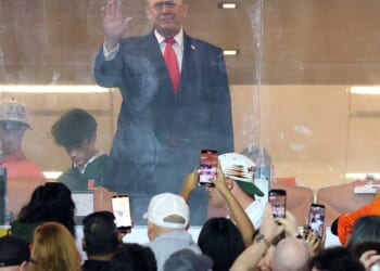 VIDEO: Crowd at college football championship goes wild after Trump appears during national anthem