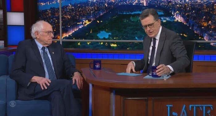 Colbert Hosts Sanders For a Four-Segment Long Softball Interview