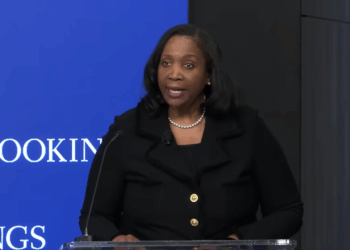 Lisa Cook speaking at an event.