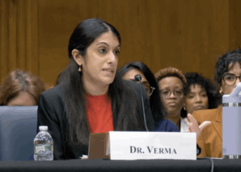 woman testifying before Senate hearing