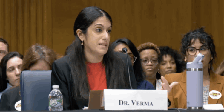 woman testifying before Senate hearing