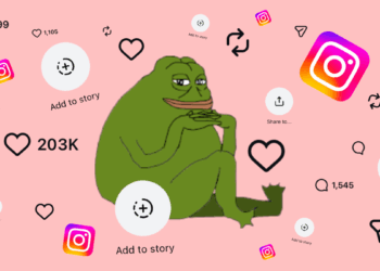 Groyper frog surrounded by Instagram logos