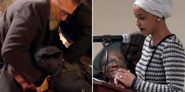 Man sprays Ilhan Omar with unknown substance at town hall event