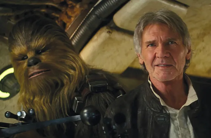 Chewie and Han Solo (played by Harrison Ford) in Star Wars: Episode VII - The Force Awakens. (Allstar/Disney/Lucasfilm)