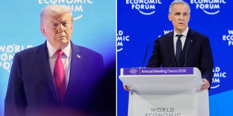 Trump singles out 'ungrateful' Mark Carney during Davos speech