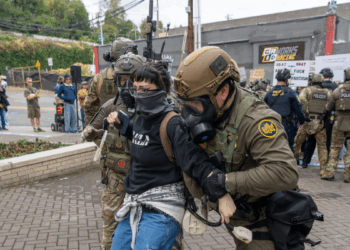 ICE agents detaining individual