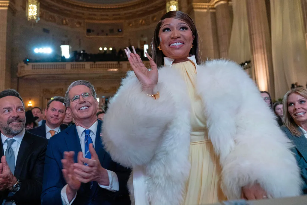 Rapper Nicki Minaj and Treasury Secretary Scott Bessent.