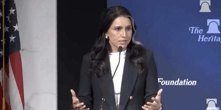 Director of National Intelligence Tulsi Gabbard speaks at a Heritage Foundation event.