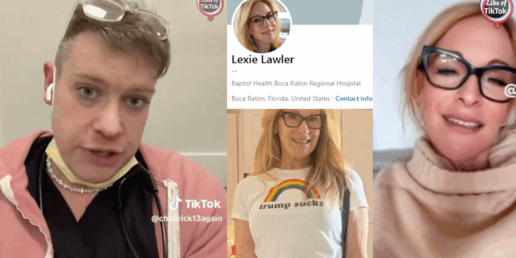 two screenshots of nurses recording themselves