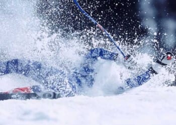 All downhill from here: An aging hot dog hangs up his skis