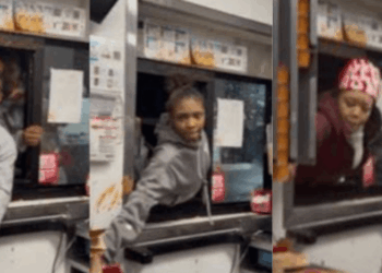 Unhinged females caught on video going absolutely ballistic at Wendy's drive-thru window as employees take cover