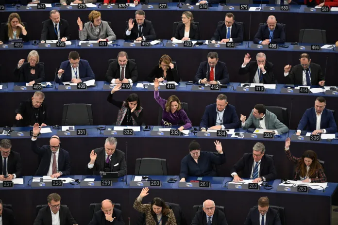 Members of the European Parliament vote in Strasbourg, France
