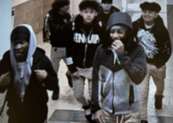 Thugs seen laughing, smiling on video apparently after they ganged up on, assaulted, stabbed lone victim in mall restroom