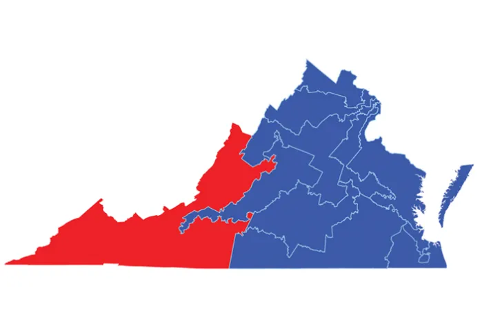 After promising on the campaign trail not to support gerrymandering Virginia’s congressional map to give Democrats extra seats in Congress, Spanberger immediately reversed herself once in office by backing a redistricting initiative that will be put to voters in April. The proposal would increase Democrats’ advantage in the House of Representatives from a 6-5 distribution of seats to a 10-1 distribution, as seen below. The 47% of Virginians who vote Republican would be represented by 9% of their state’s membership in the House, while Democrats likely would control 92% of the seats. (Based on mapping by Twotwofourtysix)