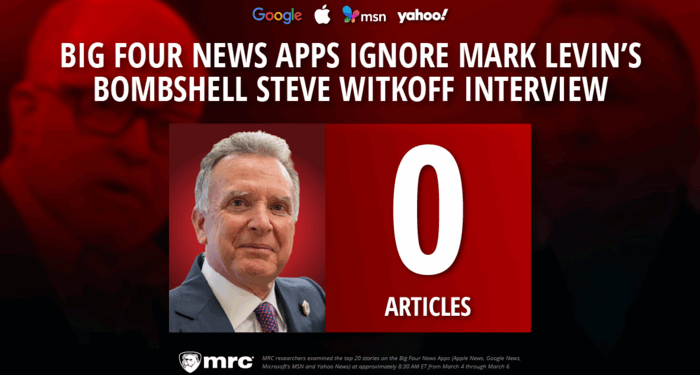 Big Four News Apps IGNORE Levin’s Bombshell Steve Witkoff Interview