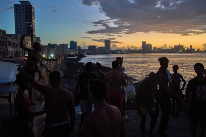 A sunset is seen from the Cuban shore amid a blackout