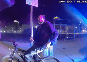 Police stop bicycle-riding male for traffic violation; turns out he has a gun and then runs from cop. It doesn't end well.