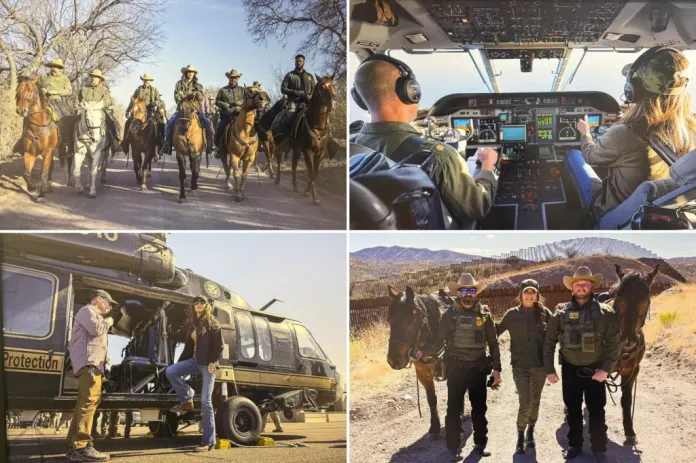 Pictures in former Homeland Security Secretary Kristi Noem's office at U.S. Customs and Border Protection headquarters in Washington feature the secretary during her trips with federal law enforcement. (Courtesy images)