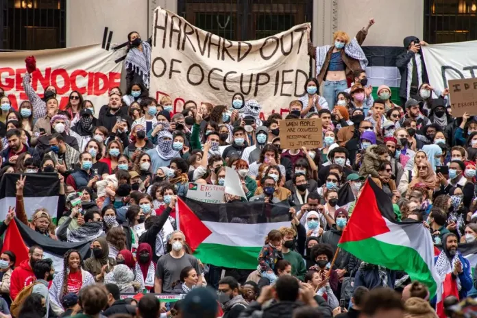 Anti-Israel protesters at Harvard University.