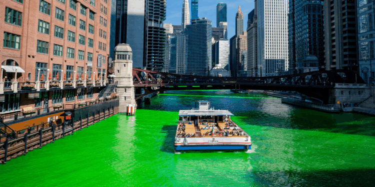 St. Patrick's Day Chicago River died green