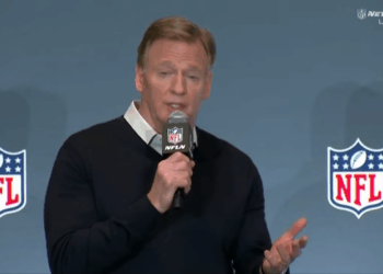 Roger Goodell at a presser.