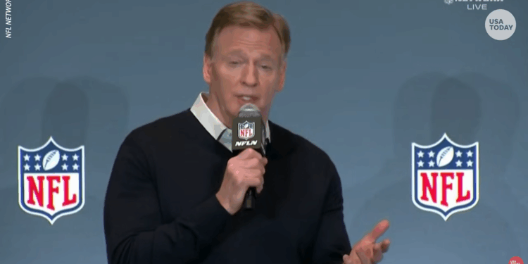 Roger Goodell at a presser.