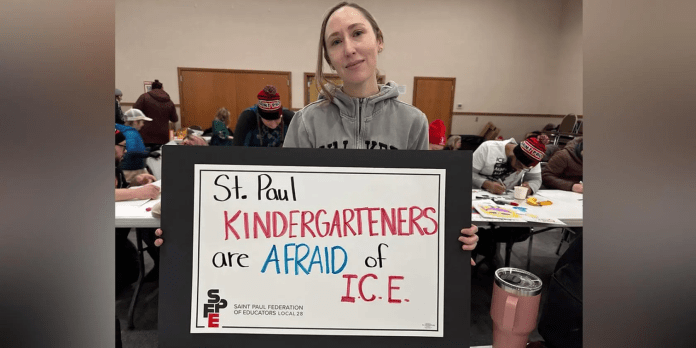 St. Paul Federation of Educators made signs a workshop claiming that “St. Paul kindergarteners are afraid of ICE.”