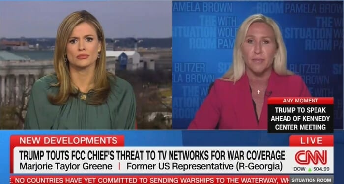 On CNN's 'Situation Room' Marjorie Taylor Greene Rips Trump, Israel And Fox New