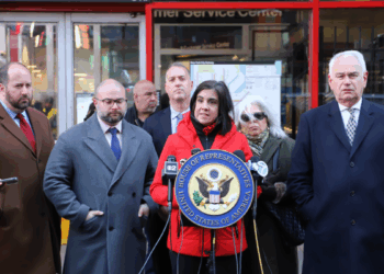 Nicole Malliotakis speaking at a presser.