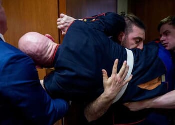 Sen. Sheehy steps in: 'Unhinged' activist's arm snaps as Capitol Police intervene in Senate hearing gone wild