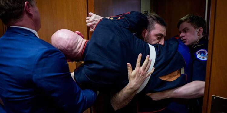Sen. Sheehy steps in: 'Unhinged' activist's arm snaps as Capitol Police intervene in Senate hearing gone wild