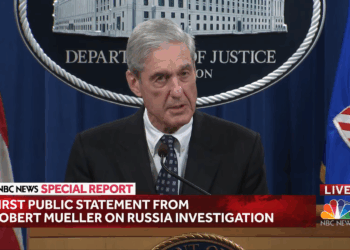 Robert Mueller speaking at a presser.