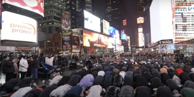 Muslim prayer at Times Sq