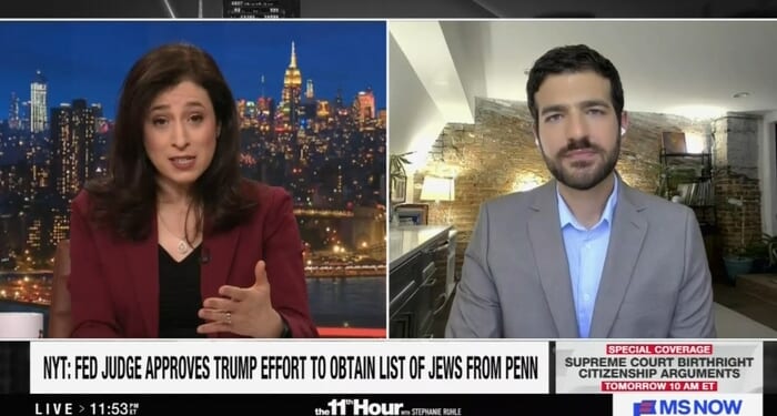 MS NOW Compares Trump UPenn Antisemitism Investigation to Holocaust