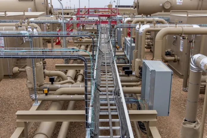 Piping at the Chevron Windom oil and gas production facility.