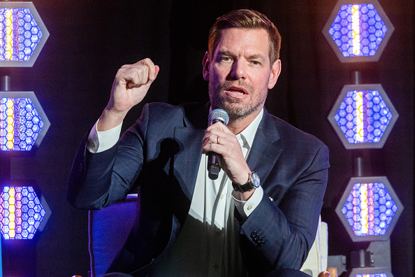 California Rep. Eric Swalwell speaks during Jewish California Governor 2026 Candidate Forum at Skirball Cultural Center on Thursday, Feb. 26, 2026 in Los Angeles, CA.