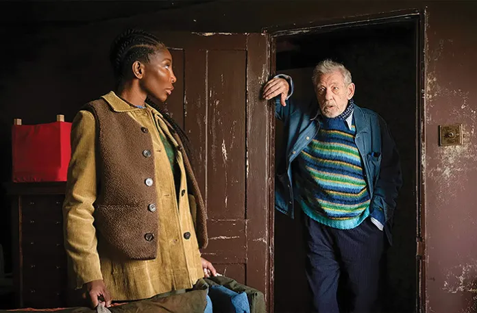 Michaela Coel and Ian McKellen in "The Christophers."