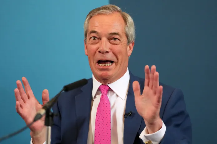 NIgel Farage speaks in London