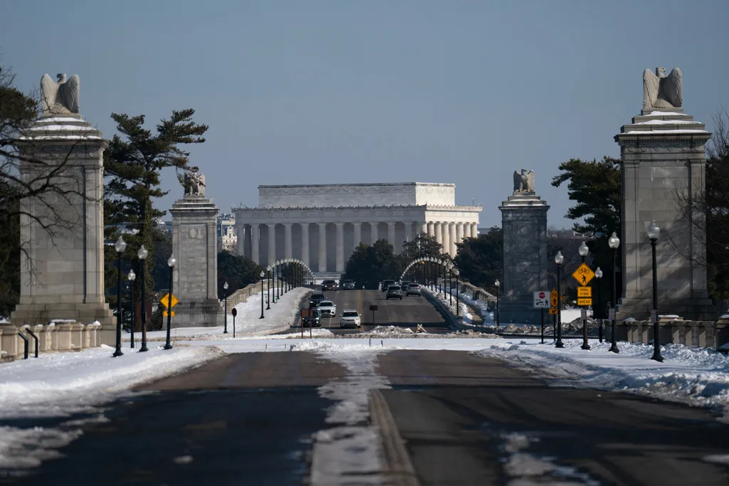 Memorial Circle, the proposed plot of land near Memorial Bridge where the Independence Arch could be built is seen in Washington, Tuesday, Feb. 3, 2026.