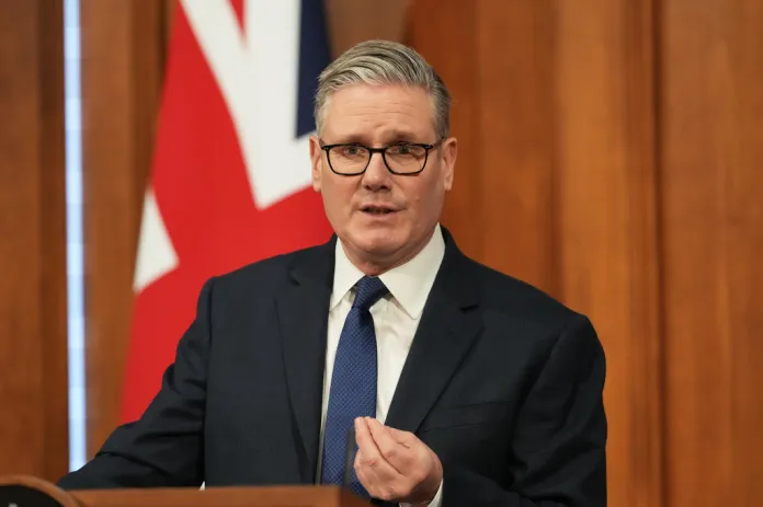Britain's Prime Minister Keir Starmer speaks during a press conference at Downing Street in London, Wednesday, April 1, 2026.