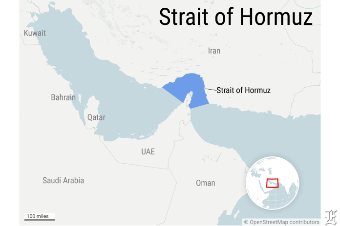 graphic map of strait of hormuz