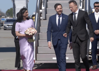 Usha and JD Vance arriving in Hungary
